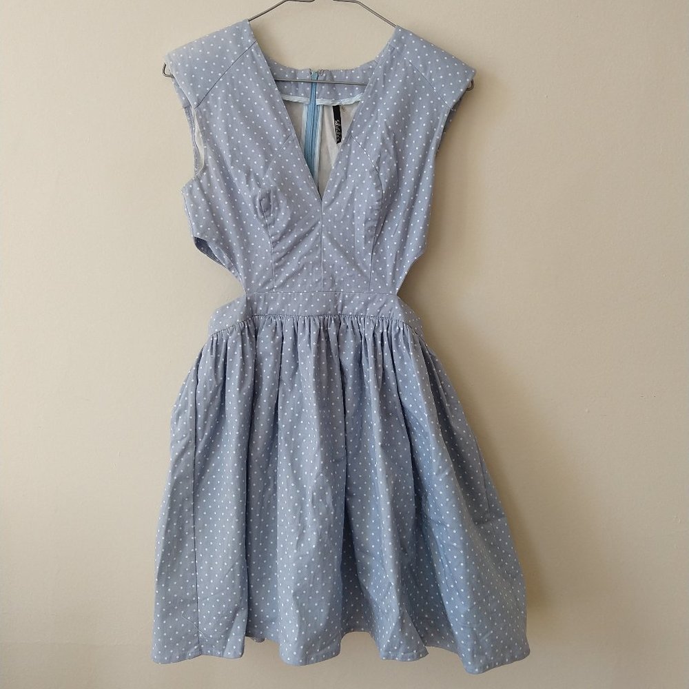 Lulu's Pleated Mini Dress Light Blue